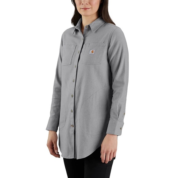 Carhartt WOMEN'S RUGGED FLEX® RELAXED FIT FLANNEL LONG-SLEEVE PLAID TUNIC Sz XS - Picture 1 of 10